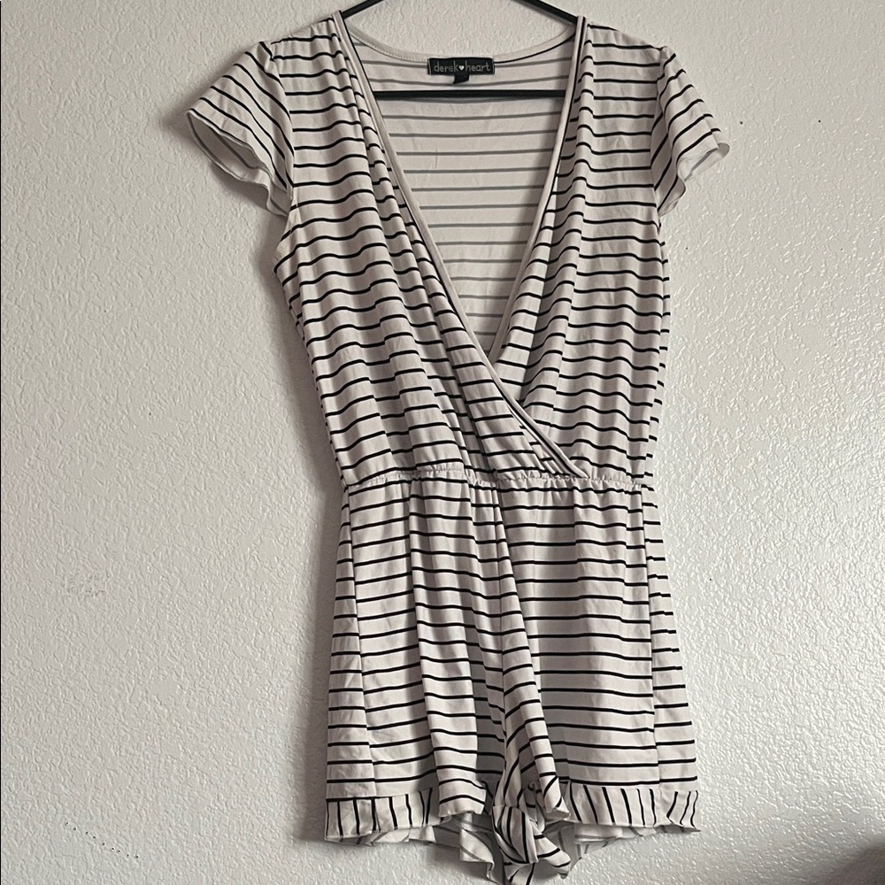 Black and White Striped Romper